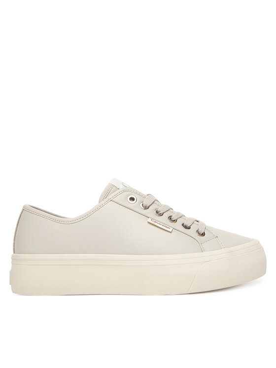 Calvin Klein Сникърси Vulc Flatf Lace Up Lth YW0YW01932 Сив цвят на ниска цена