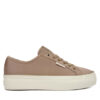 Calvin Klein Сникърси Vulc Flatform Lace Up Moire YW0YW02012 Кафяв цвят на ниска цена
