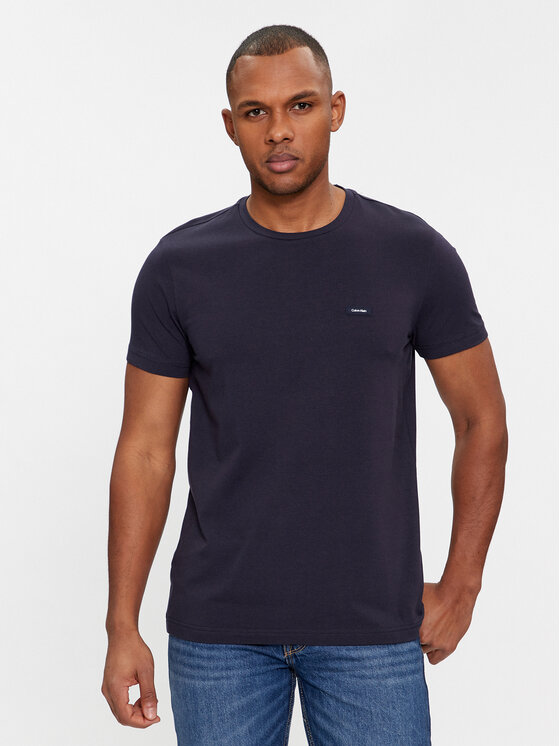 Calvin Klein Тишърт K10K112724 Тъмносин Slim Fit цвят на ниска цена