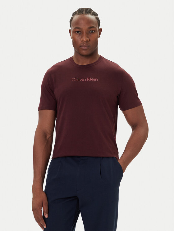 Calvin Klein Тишърт Logo 30s LV04LD230G Бордо Relaxed Fit цвят на ниска цена