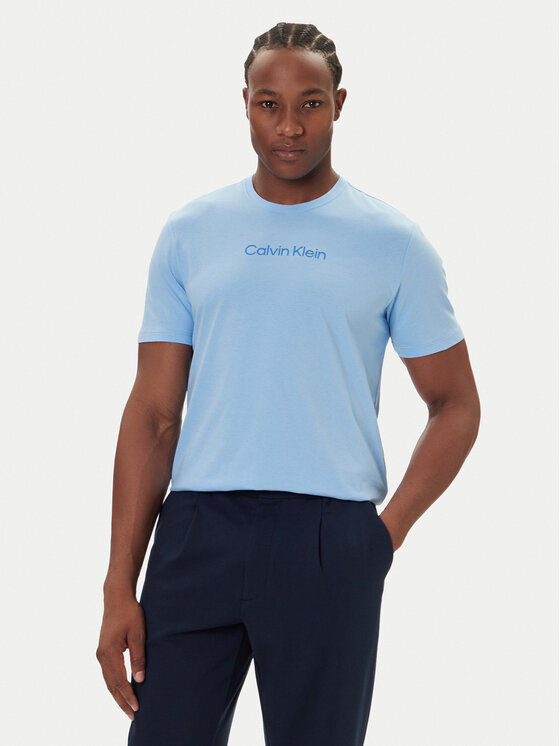 Calvin Klein Тишърт Logo 30s LV04LD230G Светлосиньо Relaxed Fit цвят на ниска цена
