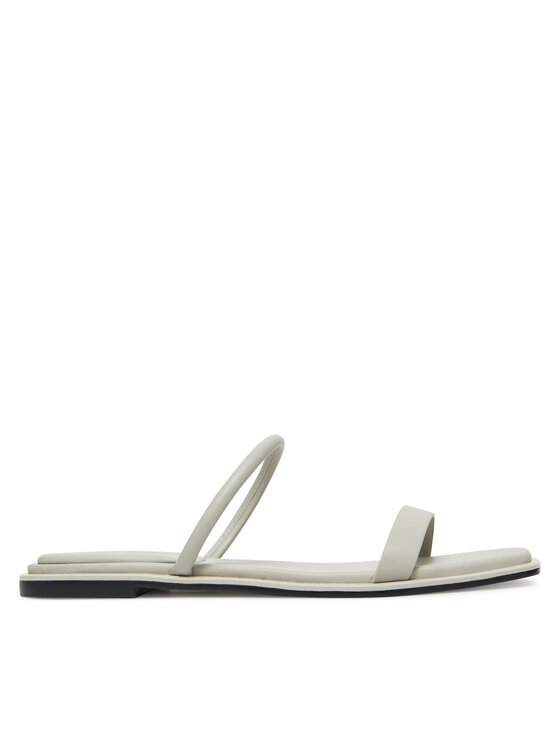 Calvin Klein Чехли Flat Sandal Squared 2-Bar Lth HW0HW02532 Бежов цвят на ниска цена