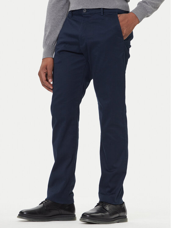 Calvin Klein Чино панталони LV040EM633 Тъмносин Slim Fit цвят на ниска цена