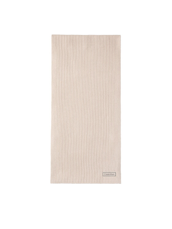 Calvin Klein Шал Patch Chunky Rib Cotton Scarf LV04D8055G Бежов цвят на ниска цена