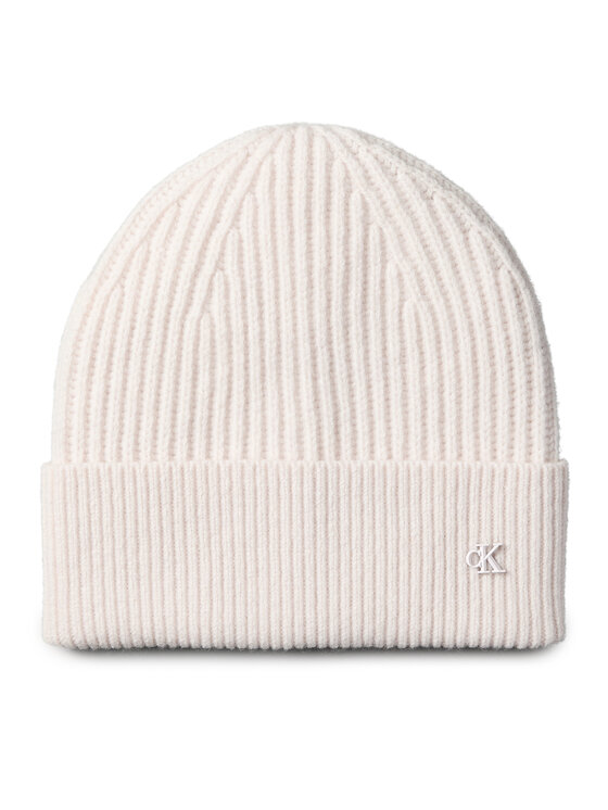 Calvin Klein Шапка Ck Metal Wool Beanie LV04D8032G Екрю цвят на ниска цена