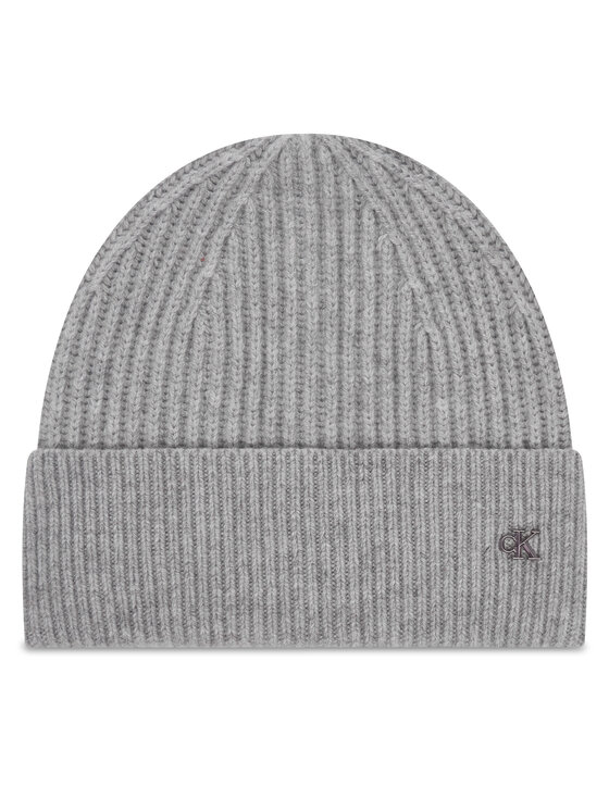 Calvin Klein Шапка Ck Metal Wool Beanie LV04D8032G Сив цвят на ниска цена