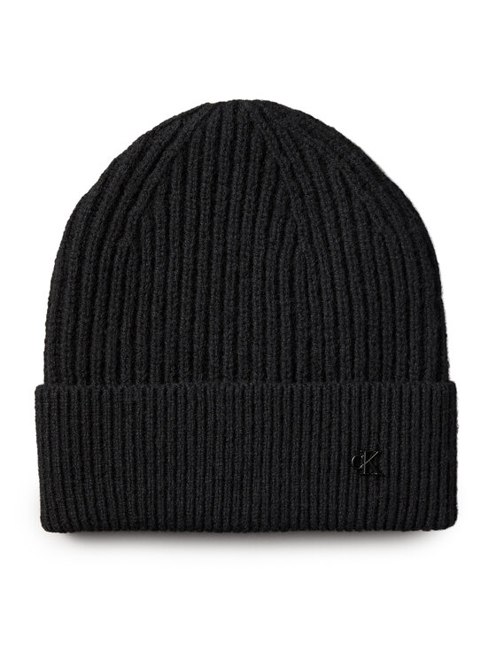 Calvin Klein Шапка Ck Metal Wool Beanie LV04D8032G Черен цвят на ниска цена