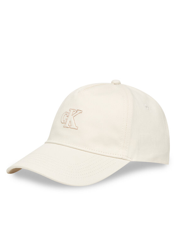 Calvin Klein Шапка с козирка Monogram Shine Embroidery Cap LV04F5044G Бял цвят на ниска цена