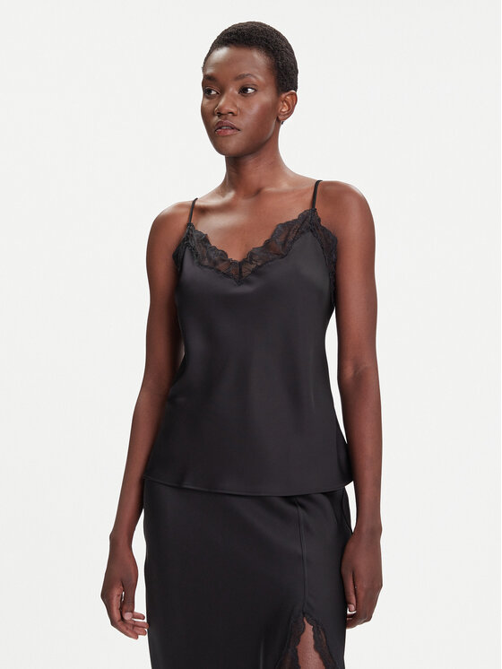 Calvin Klein топ LV044C101G Черен Regular Fit цвят на ниска цена