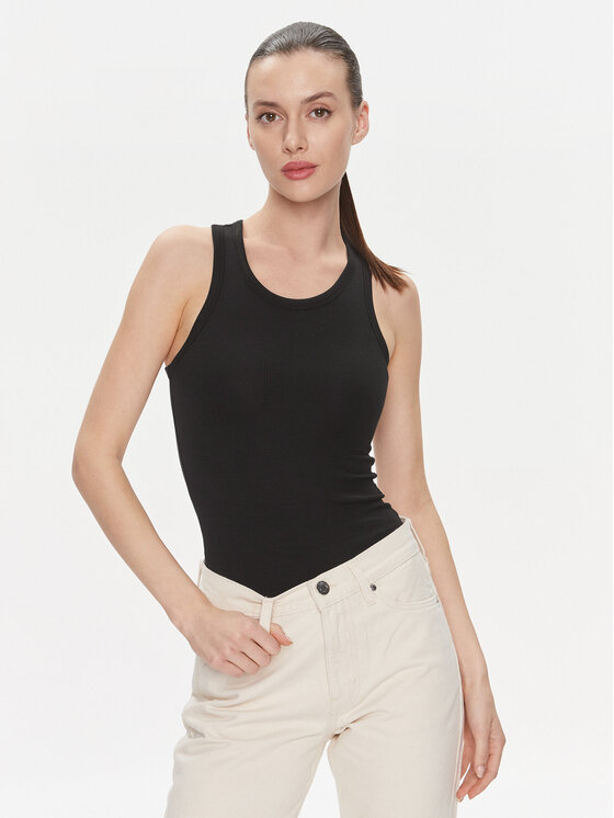 Calvin Klein топ Modal Rib Tank Top K20K206406 Черен Slim Fit цвят на ниска цена