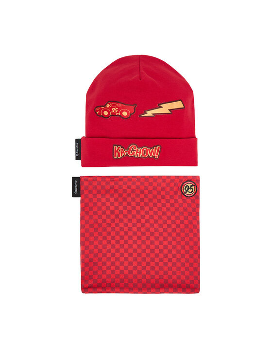 Cars Комплект шапка и шал тип комин CEO-ACCCS-AW25-304DPC Червен цвят на ниска цена