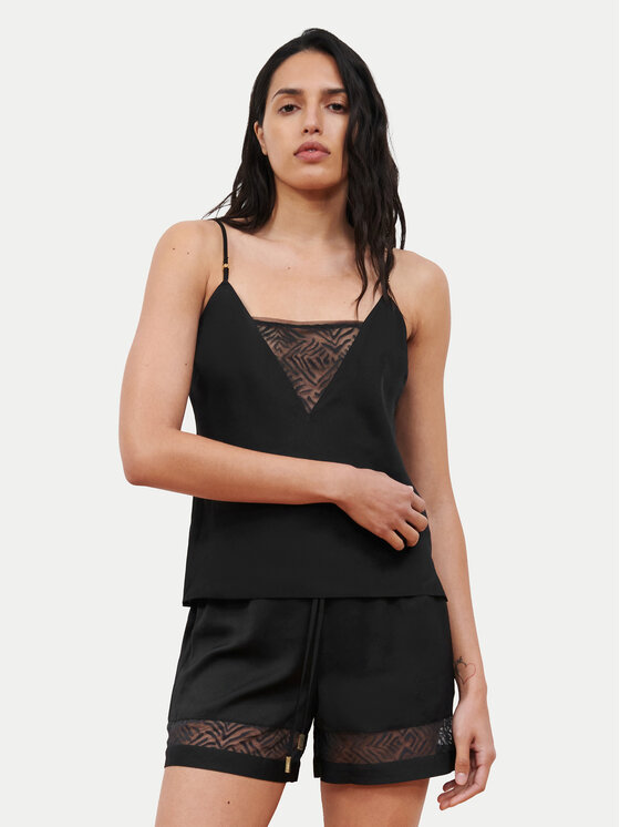 Chantelle Тениска на пижама C11V10 Черен Regular Fit цвят на ниска цена