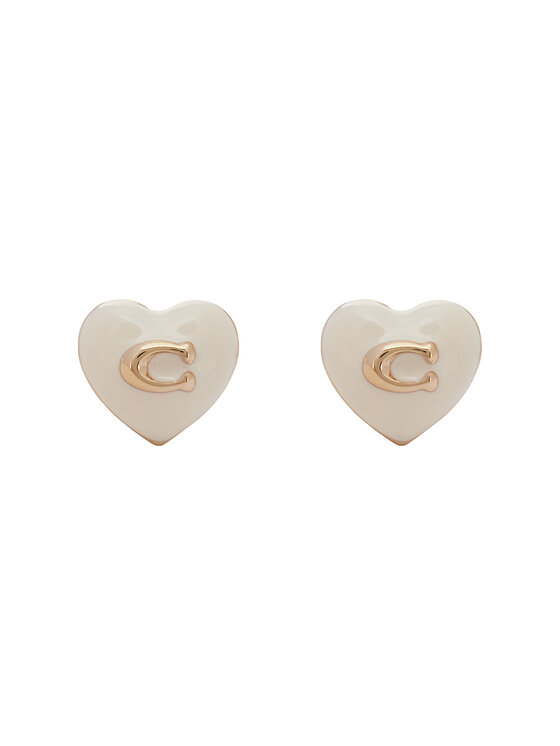 Coach Обици Enamel Heart Stud Earrings 37479226GLD100 Сребрист цвят на ниска цена