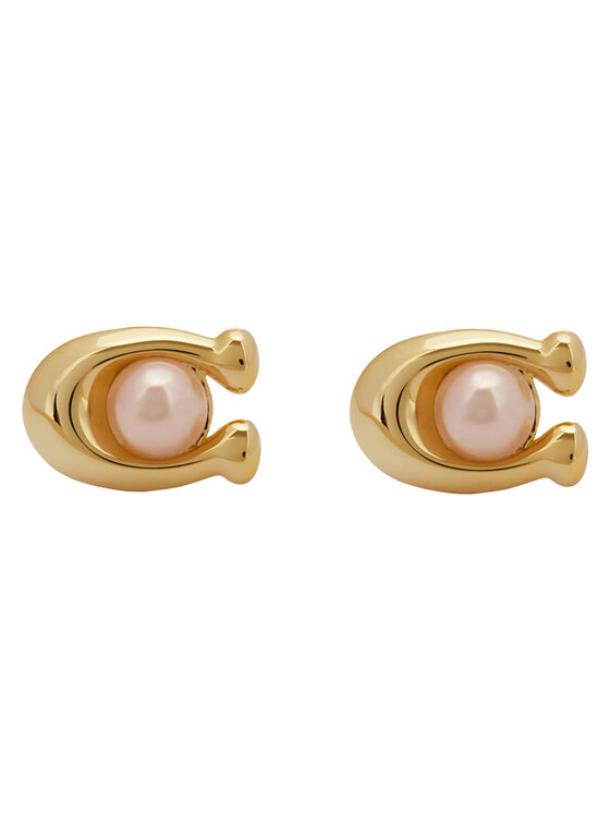 Coach Обици Pearl Signature C Stud Earrings 37341922GLD651 Златист цвят на ниска цена