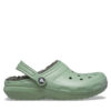 Crocs Чехли Classic Lined Clog 203591 Зелен цвят на ниска цена