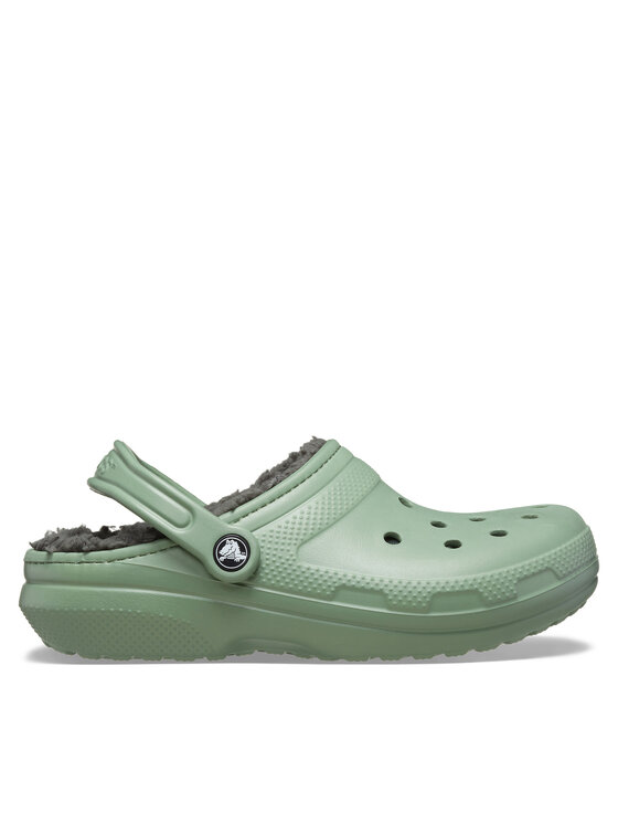 Crocs Чехли Classic Lined Clog 203591 Зелен цвят на ниска цена