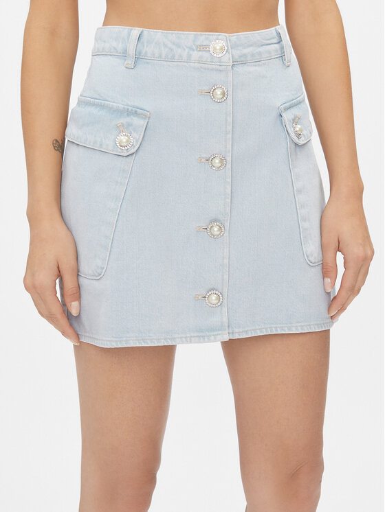 Custommade Дънкова пола Riana 999448941 Светлосиньо Regular Fit цвят на ниска цена