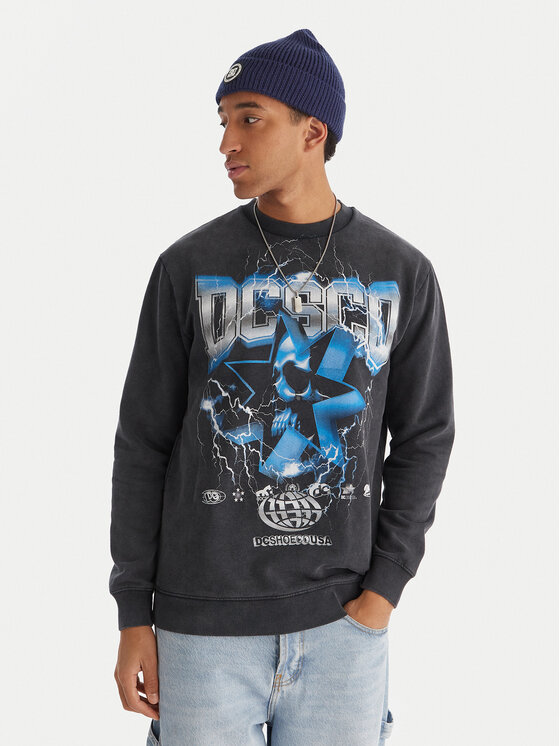 DC Shoes Суитшърт Skull Shock Crew EDYSF03251 Сив Regular Fit цвят на ниска цена