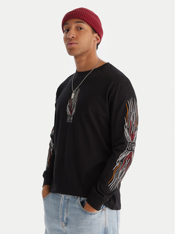 DC Shoes Тениска с дълъг ръкав Burn Out HLS EDYZT04355 Черен Regular Fit цвят на ниска цена