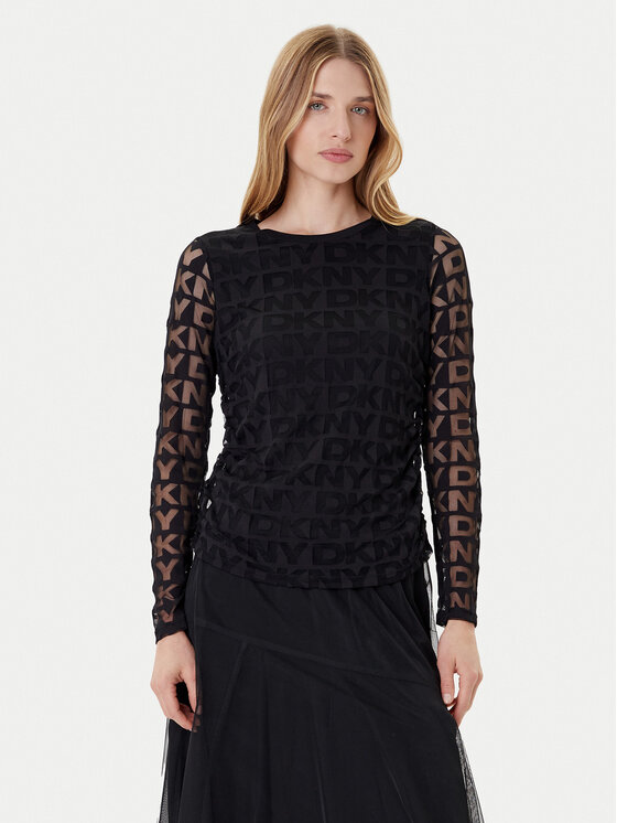 DKNY Блуза P53HFWMF Черен Regular Fit цвят на ниска цена