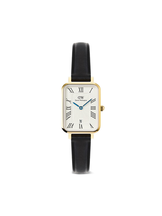 Daniel Wellington Часовник Quadro Roman Numerals Date DW00100865 Черен цвят на ниска цена