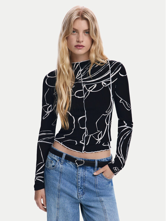 Desigual Блуза Londres 25WWTK49 Черен Regular Fit цвят на ниска цена