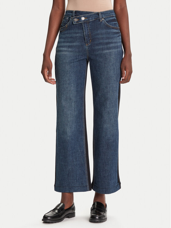 Desigual Дънки Twist 25WWDD14 Тъмносин Wide Leg цвят на ниска цена