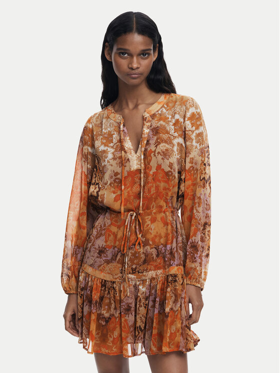 Desigual Ежедневна рокля Bohoshort 25WWVW18 Оранжев Relaxed Fit цвят на ниска цена