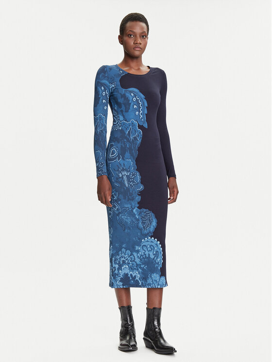 Desigual Ежедневна рокля Limbani 25WWVK31 Тъмносин Slim Fit цвят на ниска цена