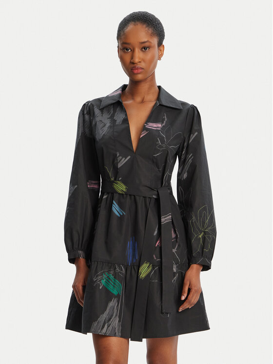 Desigual Ежедневна рокля Pisos 25WWVW06 Черен Regular Fit цвят на ниска цена