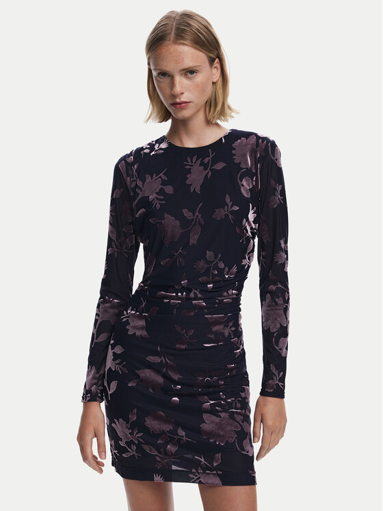 Desigual Коктейлна рокля Medora 25WWVK27 Черен Slim Fit цвят на ниска цена