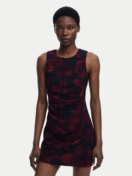 Desigual Коктейлна рокля Petofrunce 25WWVW20 Бордо Slim Fit цвят на ниска цена