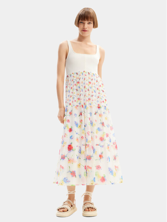 Desigual Лятна рокля Vancouver 24SWVK58 Бял Regular Fit цвят на ниска цена