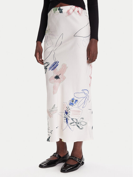 Desigual Макси пола Paul 25WWFW07 Бял Regular Fit цвят на ниска цена