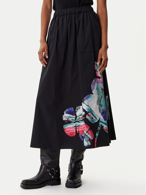 Desigual Пола тип трапец Ella Lacroix 25WWFW05 Черен Regular Fit цвят на ниска цена