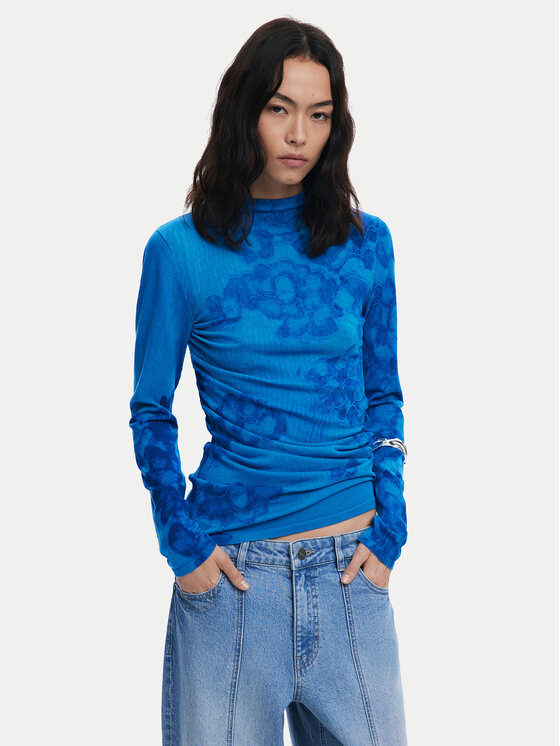 Desigual Поло Ottawa 25WWJF38 Син Regular Fit цвят на ниска цена