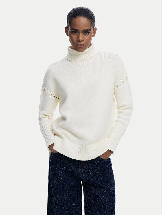 Desigual Поло Vantaa 25WWJF11 Бял Relaxed Fit цвят на ниска цена