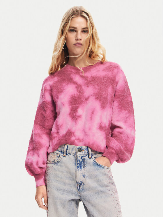 Desigual Пуловер Victoria 24WWJF17 Розов Relaxed Fit цвят на ниска цена