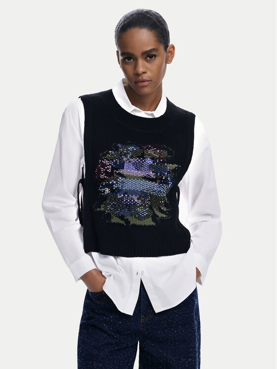 Desigual Риза Chaleco 25WWCW01 Бял Regular Fit цвят на ниска цена