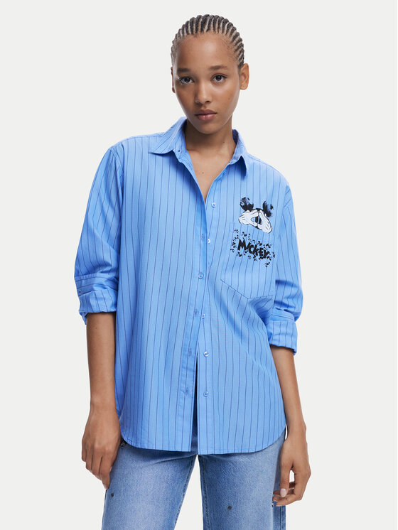 Desigual Риза Mickey 25WWCW19 Син Oversize цвят на ниска цена