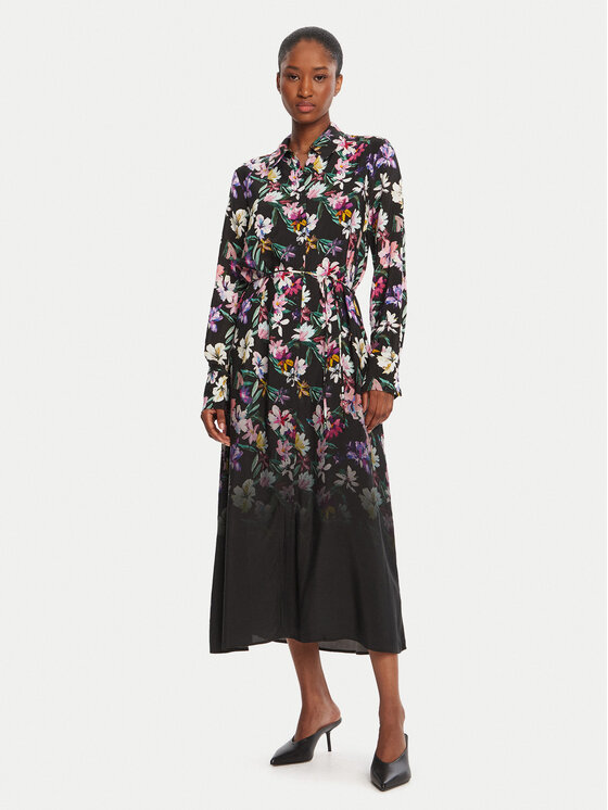 Desigual Рокля тип риза Camisero Acrilica 25WWVW11 Черен Regular Fit цвят на ниска цена