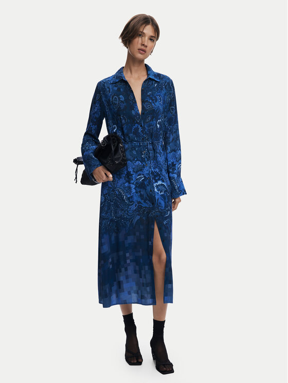 Desigual Рокля тип риза Licuado 25WWVW23 Син Regular Fit цвят на ниска цена