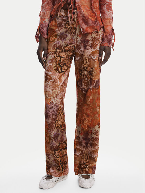 Desigual Текстилни панталони Romantica 25WWPW02 Оранжев Regular Fit цвят на ниска цена