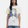 Desigual Тишърт Portrait 25WWTK05 Бял Loose Fit цвят на ниска цена
