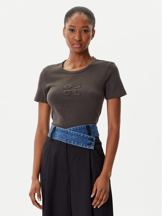 Desigual Тишърт Praga 25WWTK46 Сив Regular Fit цвят на ниска цена