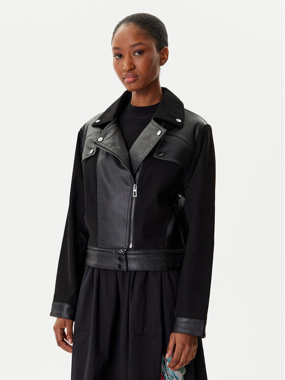 Desigual Яке от имитация на кожа Motor 25WWEW53 Черен Regular Fit цвят на ниска цена