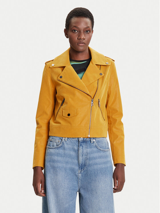 Desigual Яке от имитация на кожа Must 25WWEW69 Жълт Regular Fit цвят на ниска цена