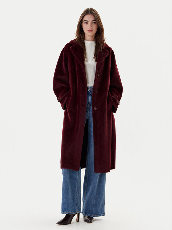 Dixie Кожено палто K330Y009A Бордо Regular Fit цвят на ниска цена