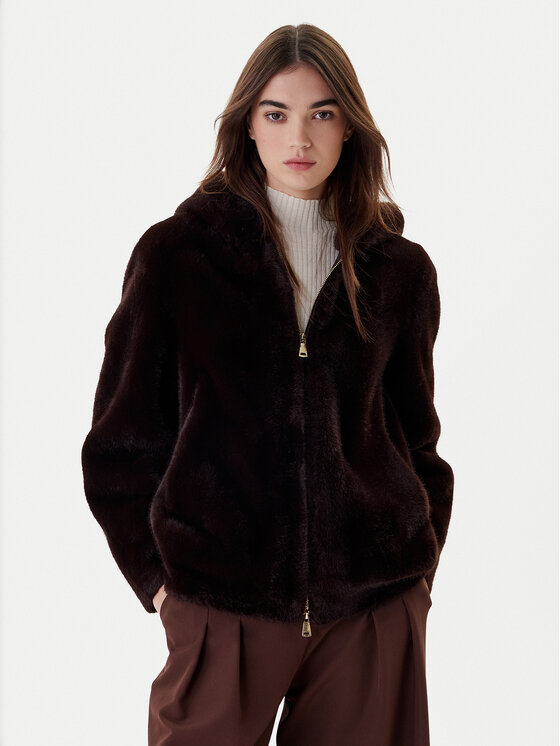 Dixie Кожено палто V330Y003A Кафяв Regular Fit цвят на ниска цена