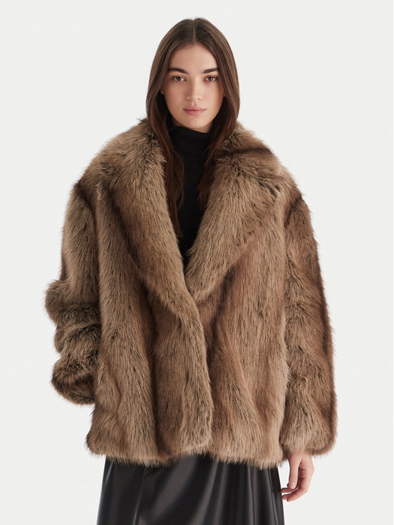 Dixie Кожено палто V330Y004A Кафяв Regular Fit цвят на ниска цена